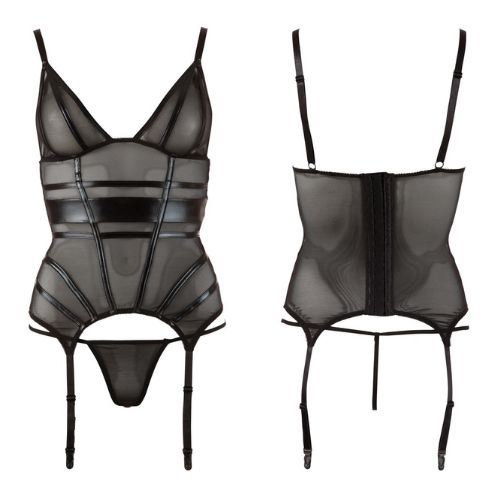 Cottelli Collection Powernet Cami Suspender Set Black from Nice 'n' Naughty
