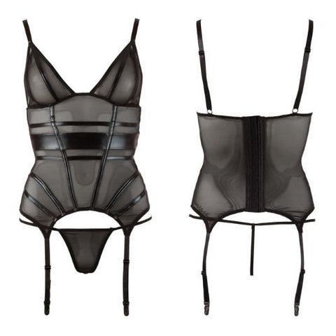 Cottelli Collection Powernet Cami Suspender Set Black from Nice 'n' Naughty